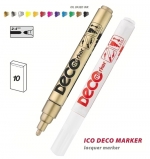 Popisovač lakový ICO Deco marker - bílý 10 ks