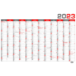 Kalendář 2023 nástěnný roční plánovací BKA5- červený