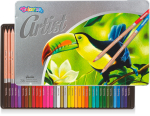 Colorino Artist pastelky dřevěné, kulaté, kovový box, 36 barev