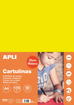 APLI barevný papír, A4, 170 g, fluo-žlutý - 50 ks