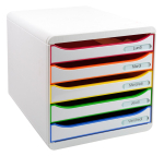 Exacompta zásuvkový box Iderama, A4 maxi, 5 zásuvek, PS, bílý