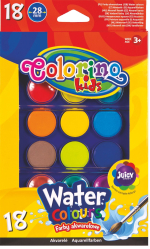 Colorino vodové barvy velké, pouzdro, se 2 štětci, 18 barev